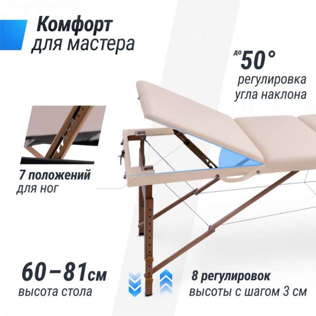 Массажный стол UNIX Med Standard 3 Section Beige