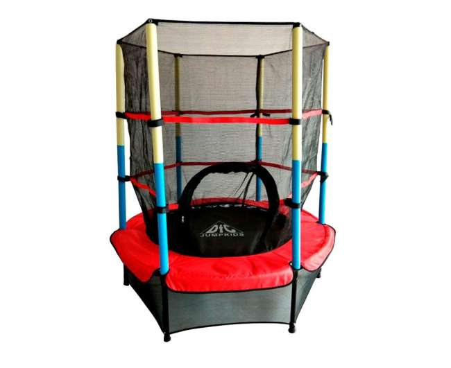 Батут DFC JUMP KIDS 55" красный с желто-синими стойками
