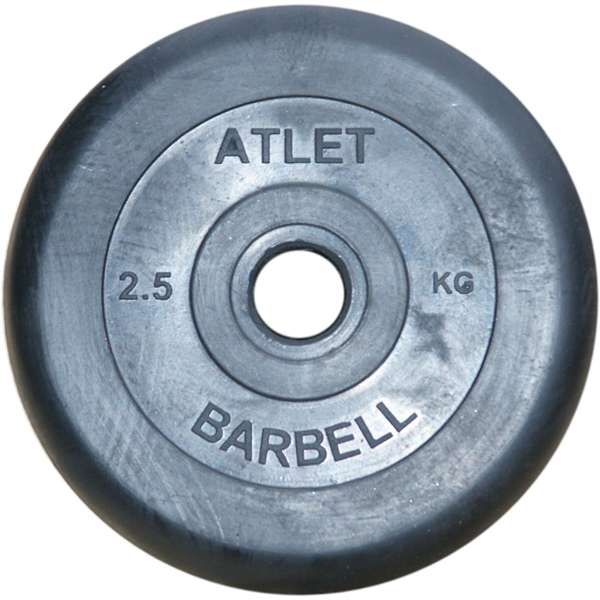 Диски обрезиненные Barbell Atlet 51 мм черные, вес от 1,25 до 25 кг в ассортименте