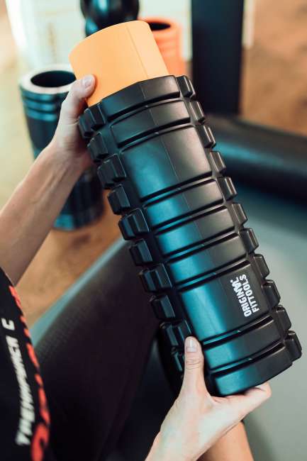 Цилиндр массажный Original FitTools 33 x 14 см черный двойной FT-DOUBLE-ROLL