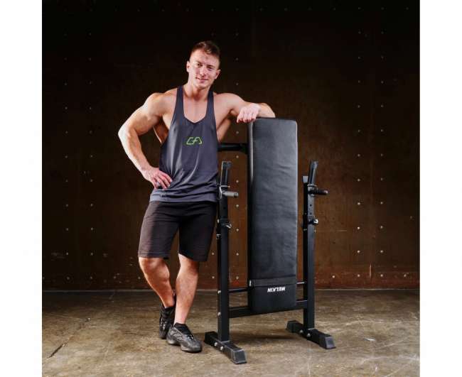 Усиленная скамья со стойками под штангу DFC MELKIN складная