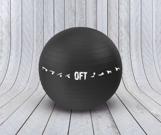 Гимнастический мяч Original Fit. Tools 75 см для коммерческого использования черный с насосом FT-GBPRO-75BK