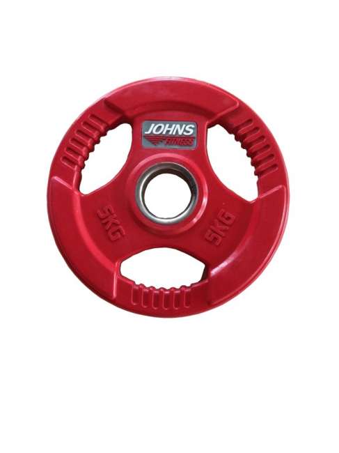 Диски обрезиненные Johns с тройным хватом 50 мм цветные, вес от 1,25 до 25 кг в ассортименте