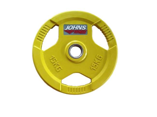 Диски обрезиненные Johns с тройным хватом 50 мм цветные, вес от 1,25 до 25 кг в ассортименте
